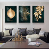 Golden Leaf Canvas Abstract Painting Wall Art