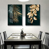 Golden Leaf Canvas Abstract Painting Wall Art